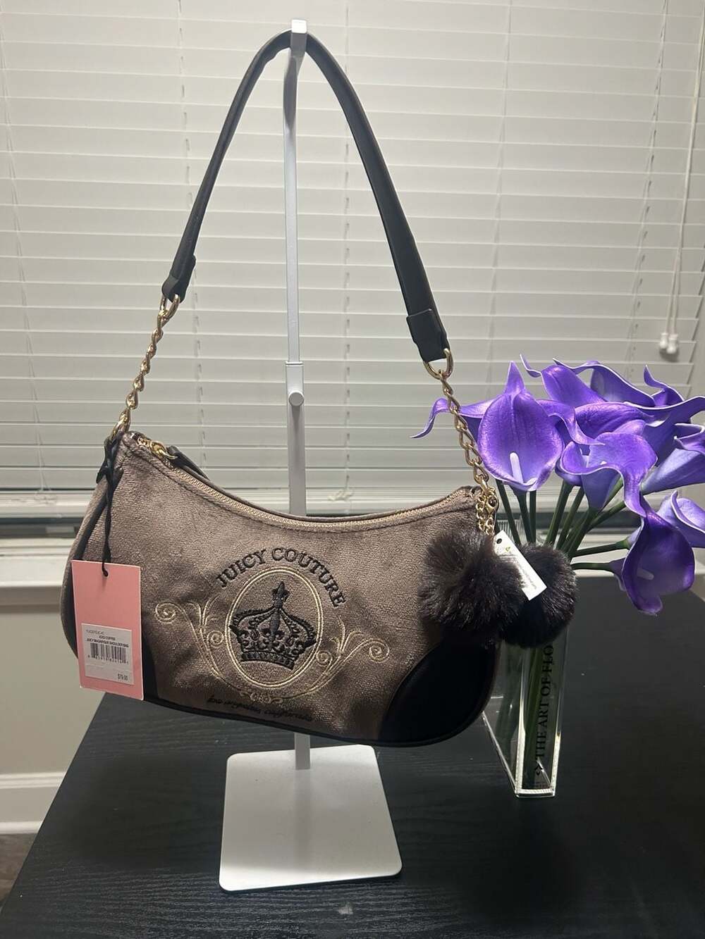 Juicy Couture Juicy Magnifique Shoulder Bag Iced Coffee Velour